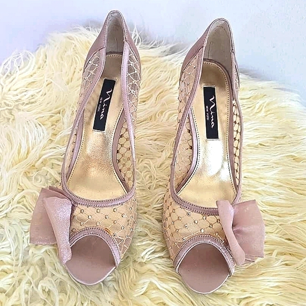 Nina Carabel Open Toe Purple Heeled Shoes Shoes Size 9M 🌴